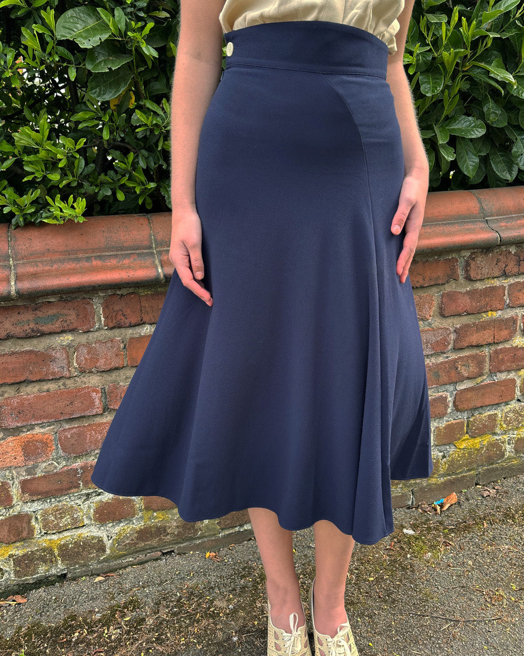 1930s Swirl Skirt - Navy