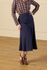 1930s Swirl Skirt - Navy