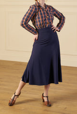 1930s Swirl Skirt - Navy