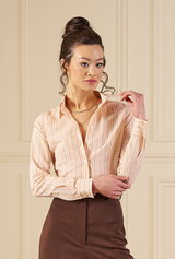 1970s Point Shirt - Italian Peach Stripe