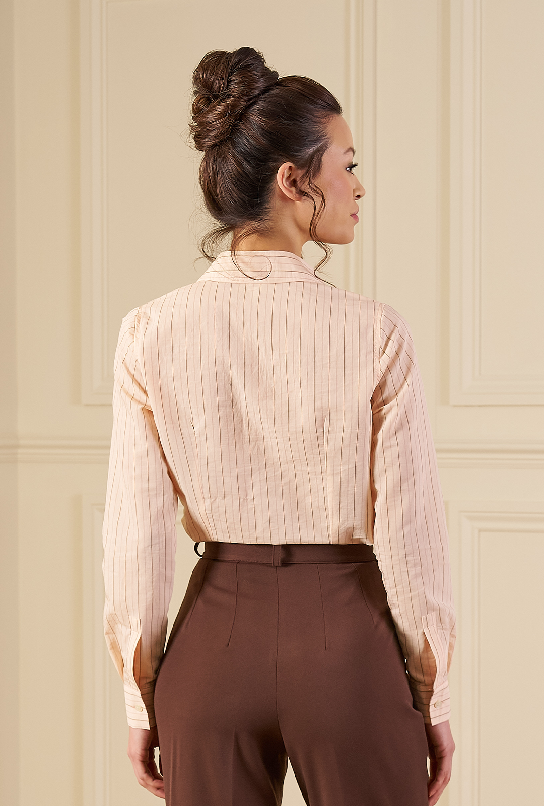 1970s Point Shirt - Italian Peach Stripe