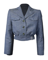 1940s Utility Buckle Jacket in Blue Wool