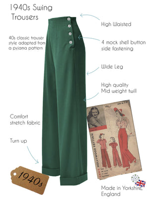 1940s Swing Trousers - Racing Green