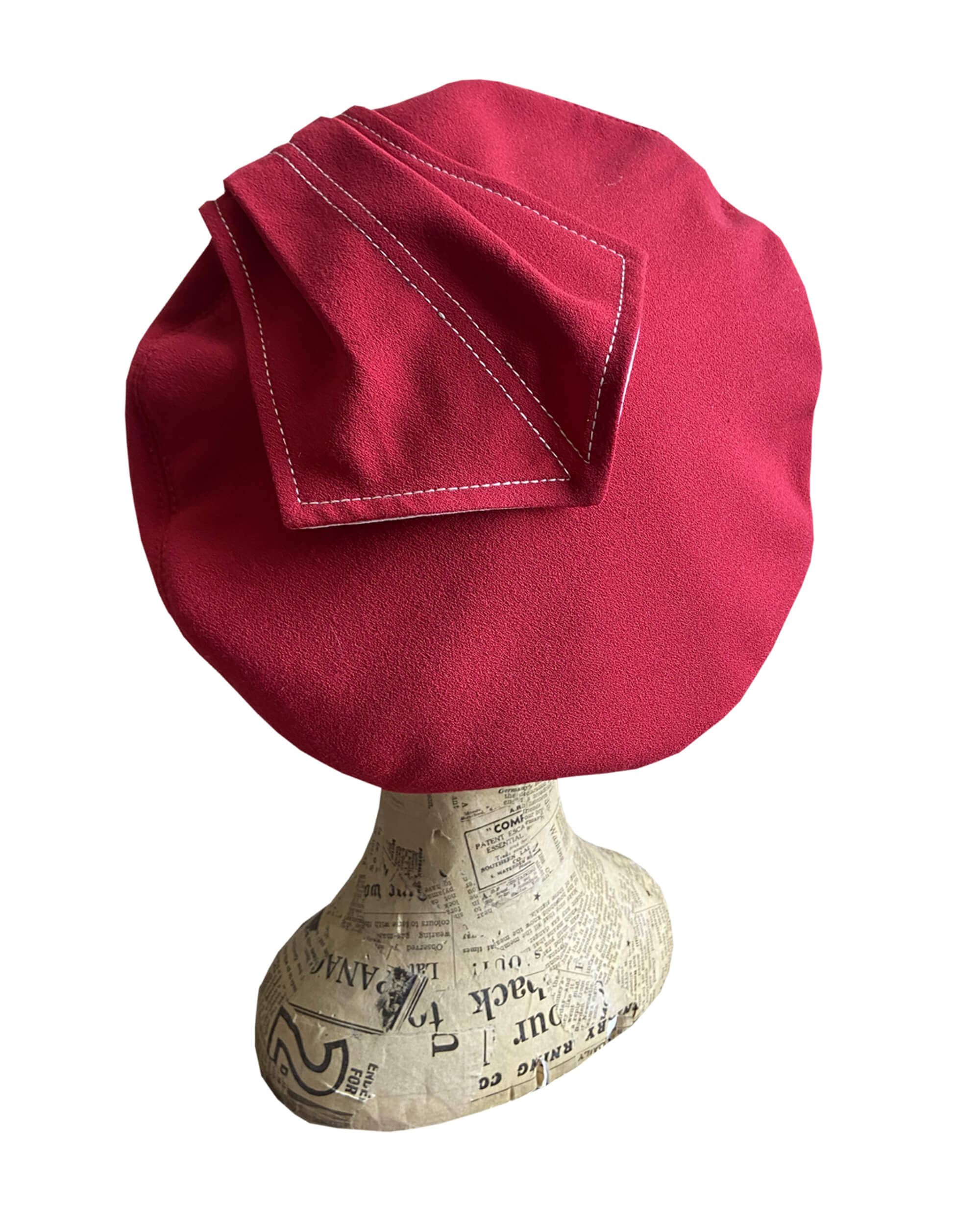 1940s Chevron Beret - red