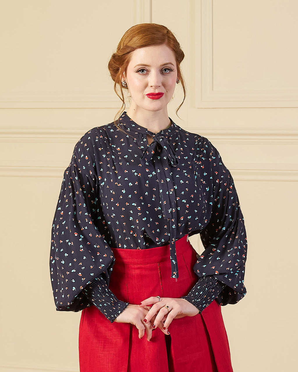 1930s Poet Blouse - Ocean Pearl