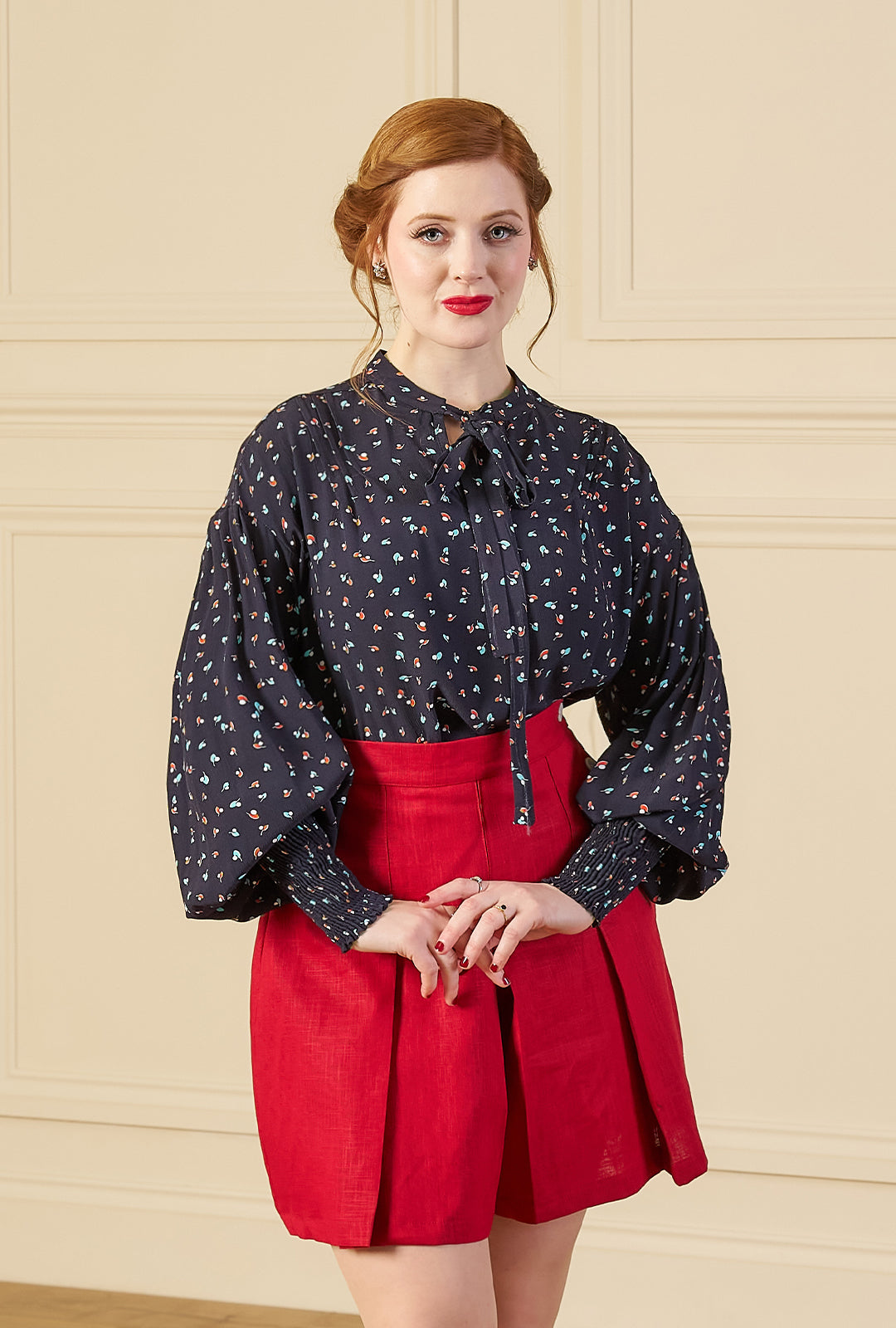 1930s Poet Blouse - Ocean Pearl