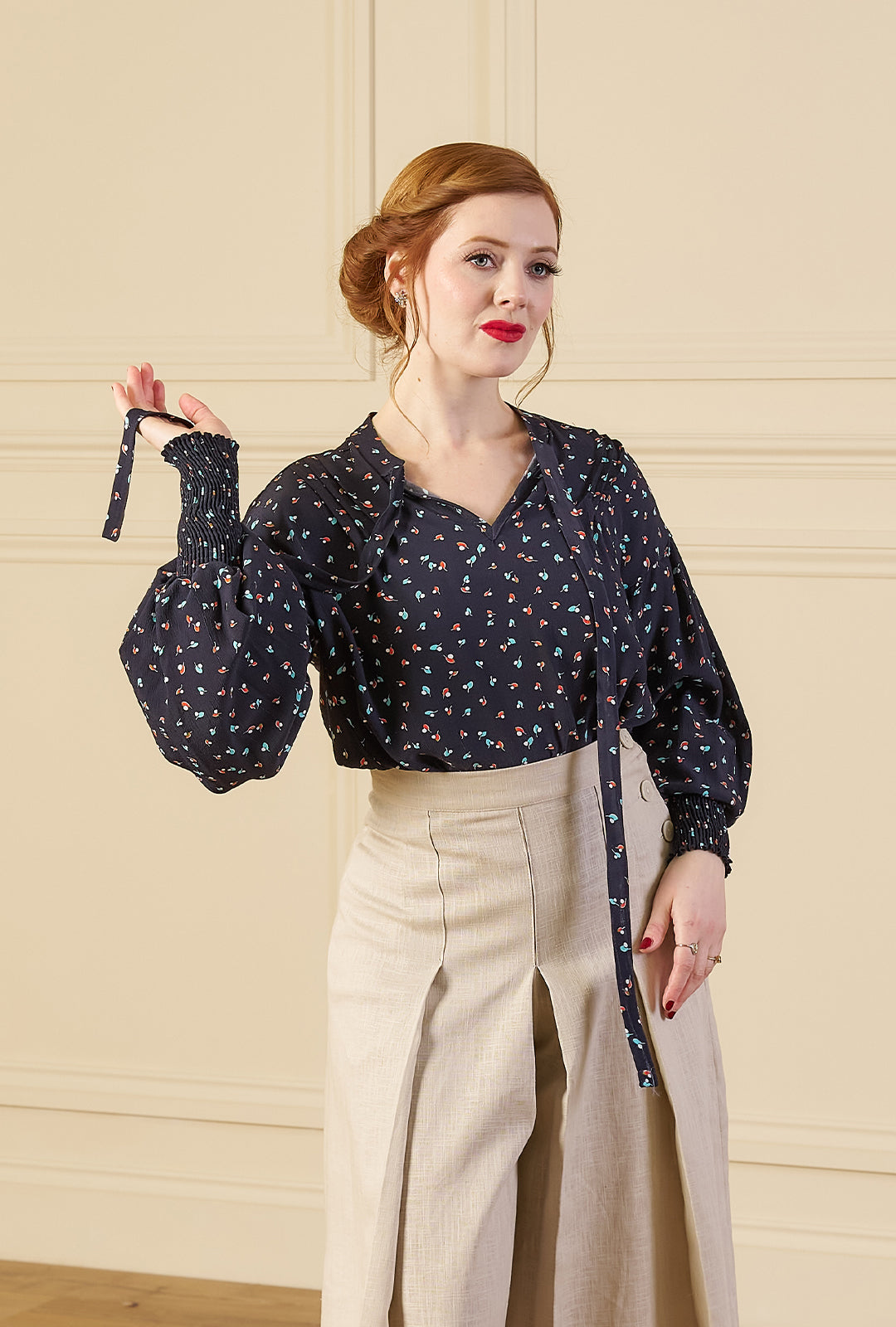 1930s Poet Blouse - Ocean Pearl