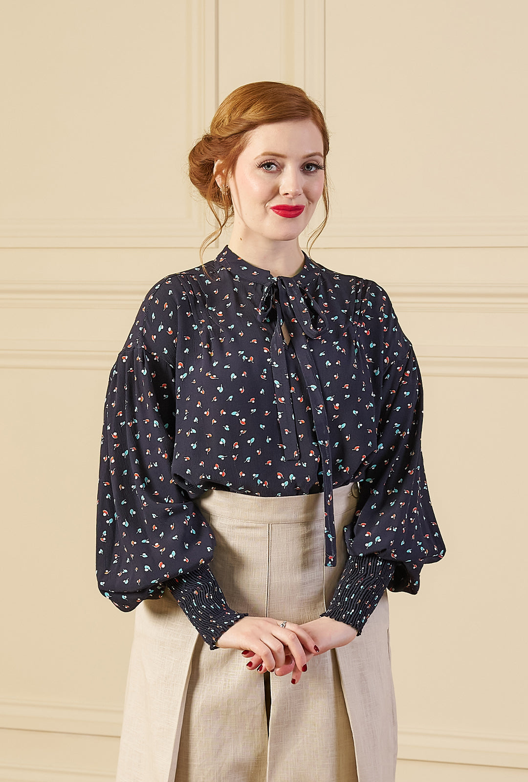 1930s Poet Blouse - Ocean Pearl
