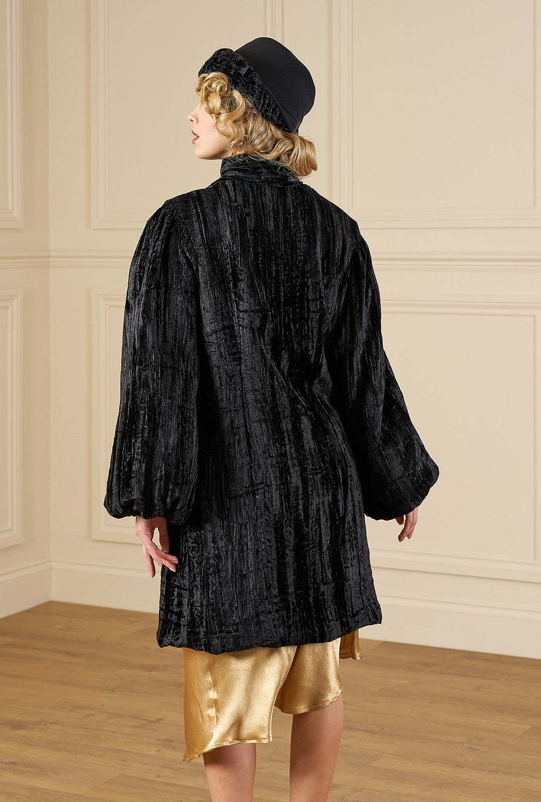 1920s Opera Coat in Black Velvet