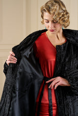 1920s Opera Coat in Black Velvet
