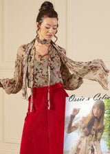 1930s / 1970s Poet Blouse & Sash - Wild Nectar Georgette