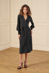 1970s Ossie Wrap Dress - Black