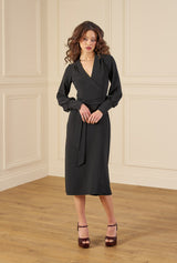 1970s Ossie Wrap Dress - Black