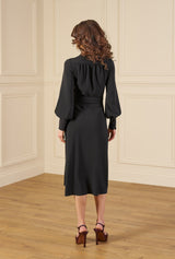 1970s Ossie Wrap Dress - Black