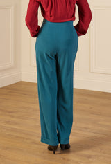 1940s Hepburn Pleated Trousers in Pacific