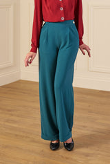 1940s Hepburn Pleated Trousers in Pacific