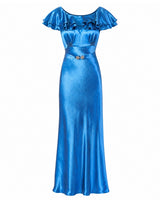1930s Pandora Bias Cut Gown - Marine Satin