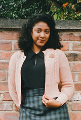 Vintage Cable Crop Cardigan - Paprika