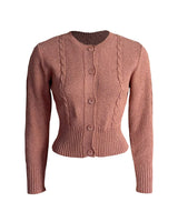 Vintage Cable Crop Cardigan - Paprika
