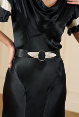 30s Paramour Bias Cut Gown - Black & Ivory Satin