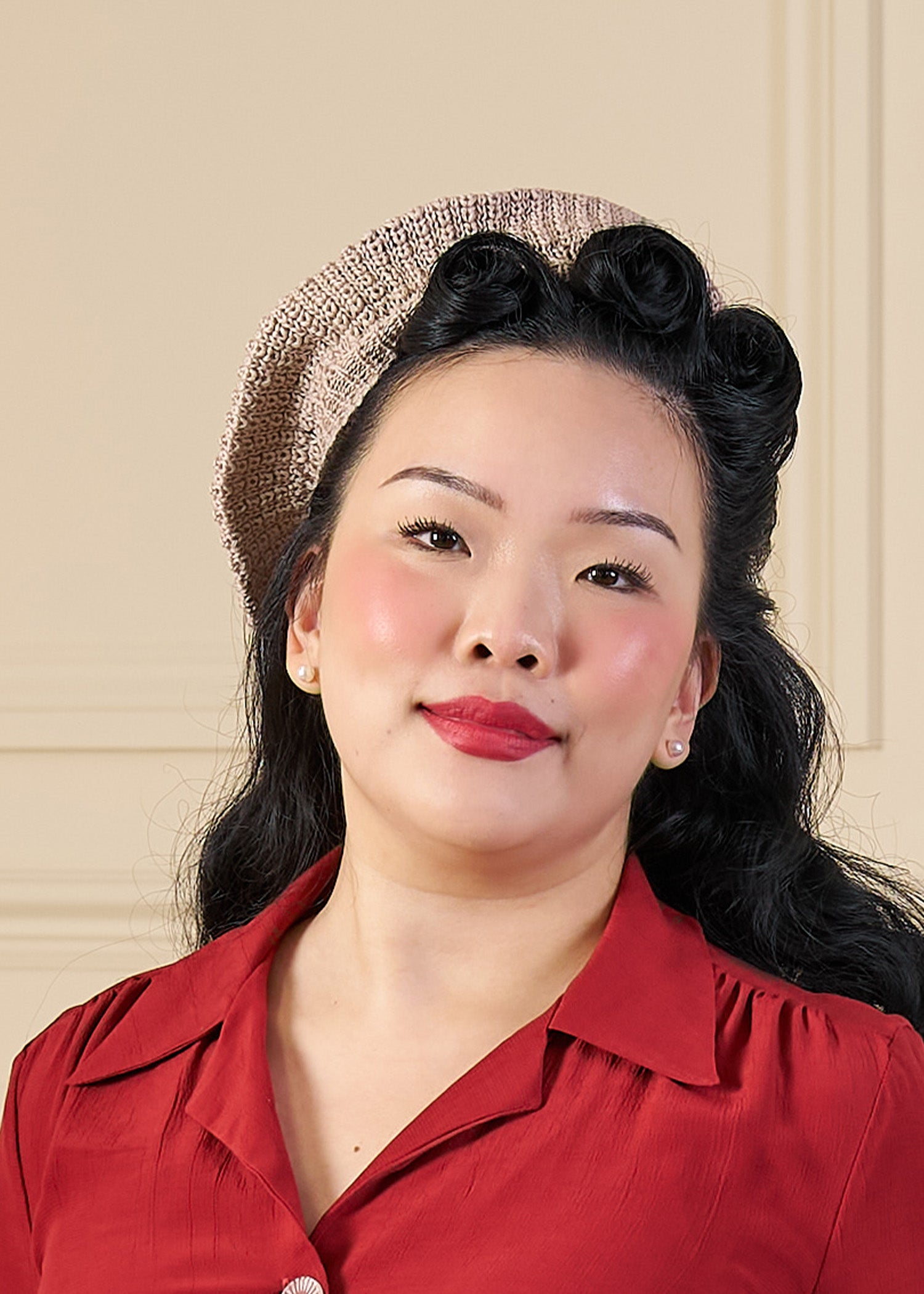 Knitted Beret - Pearl