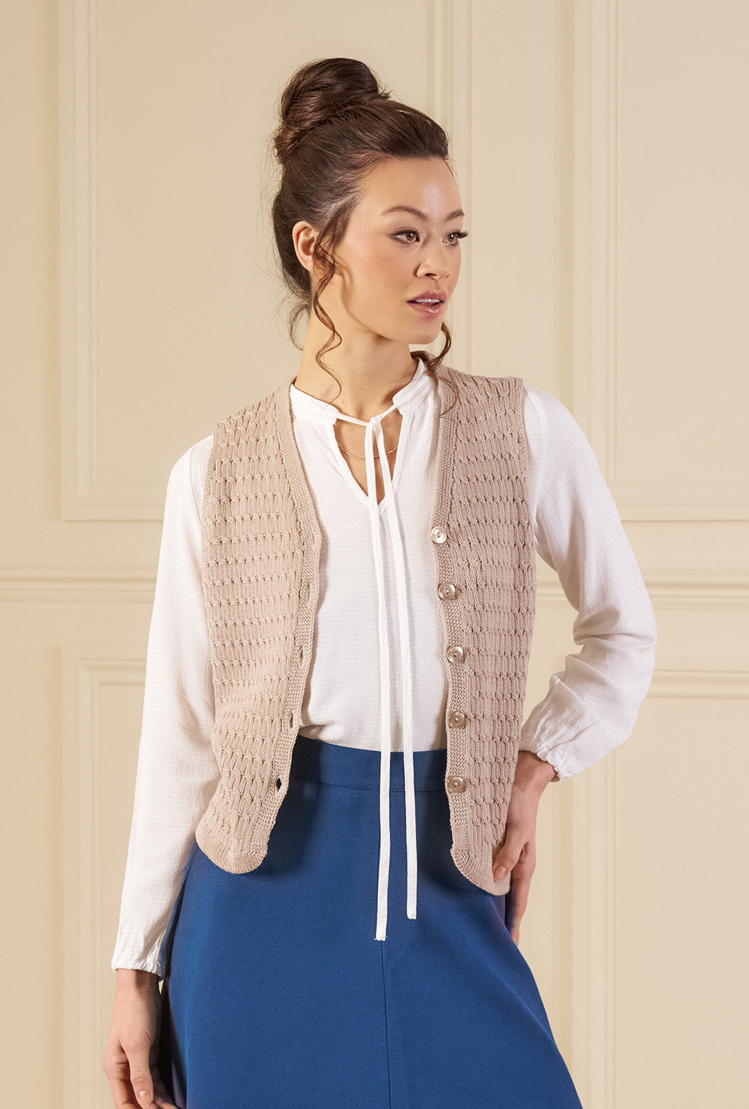 Knitted Waistcoat - Pearl