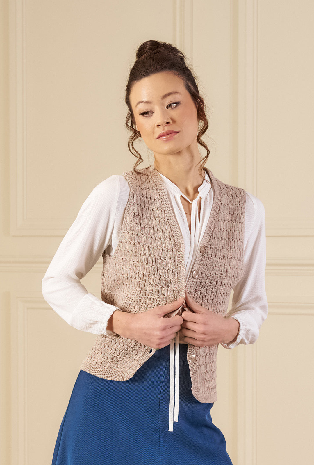 Knitted Waistcoat - Pearl