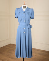 1940s Shirt-Waister Dress - Periwinkle