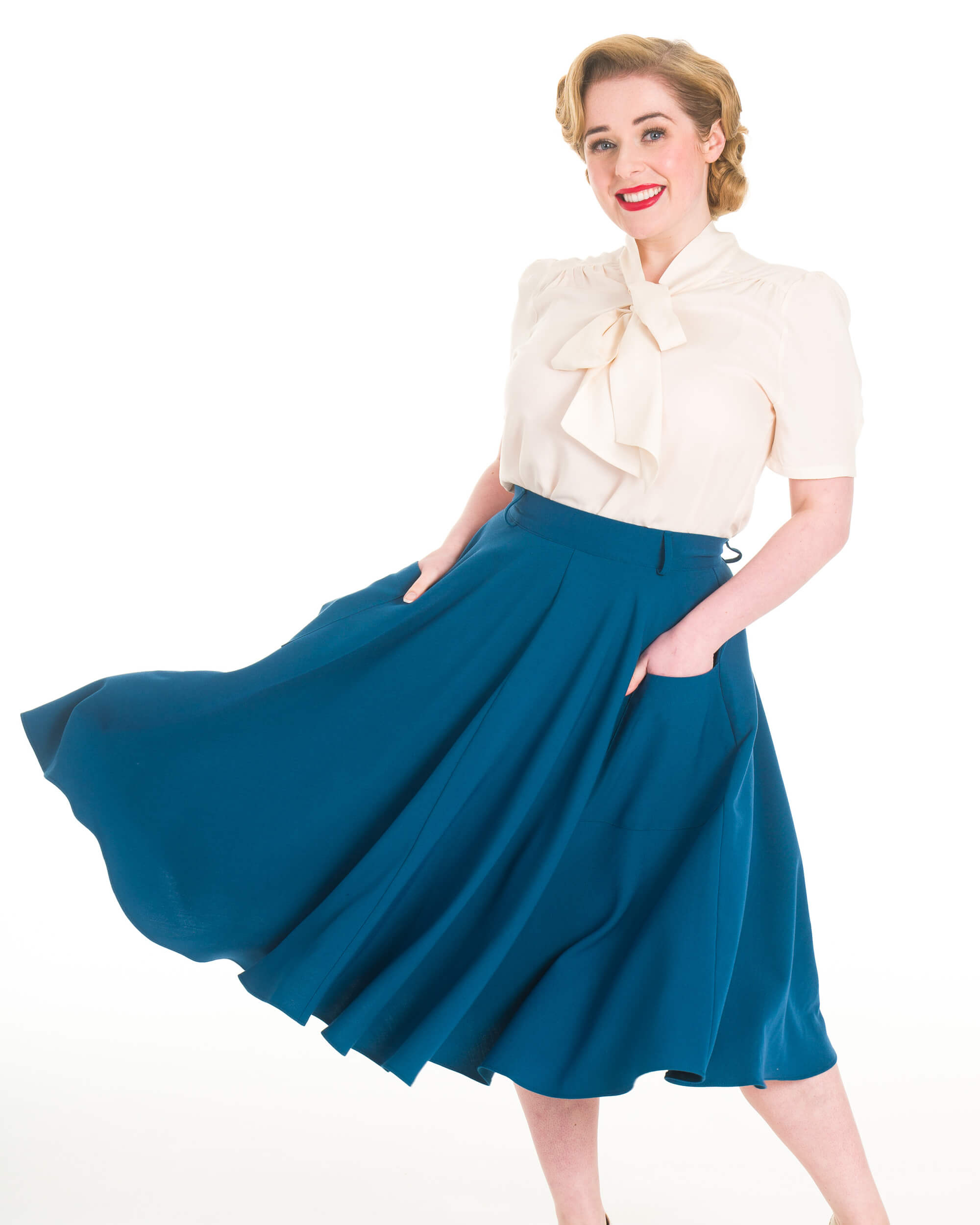 Retro 50s Circle Skirt - Petrol Blue