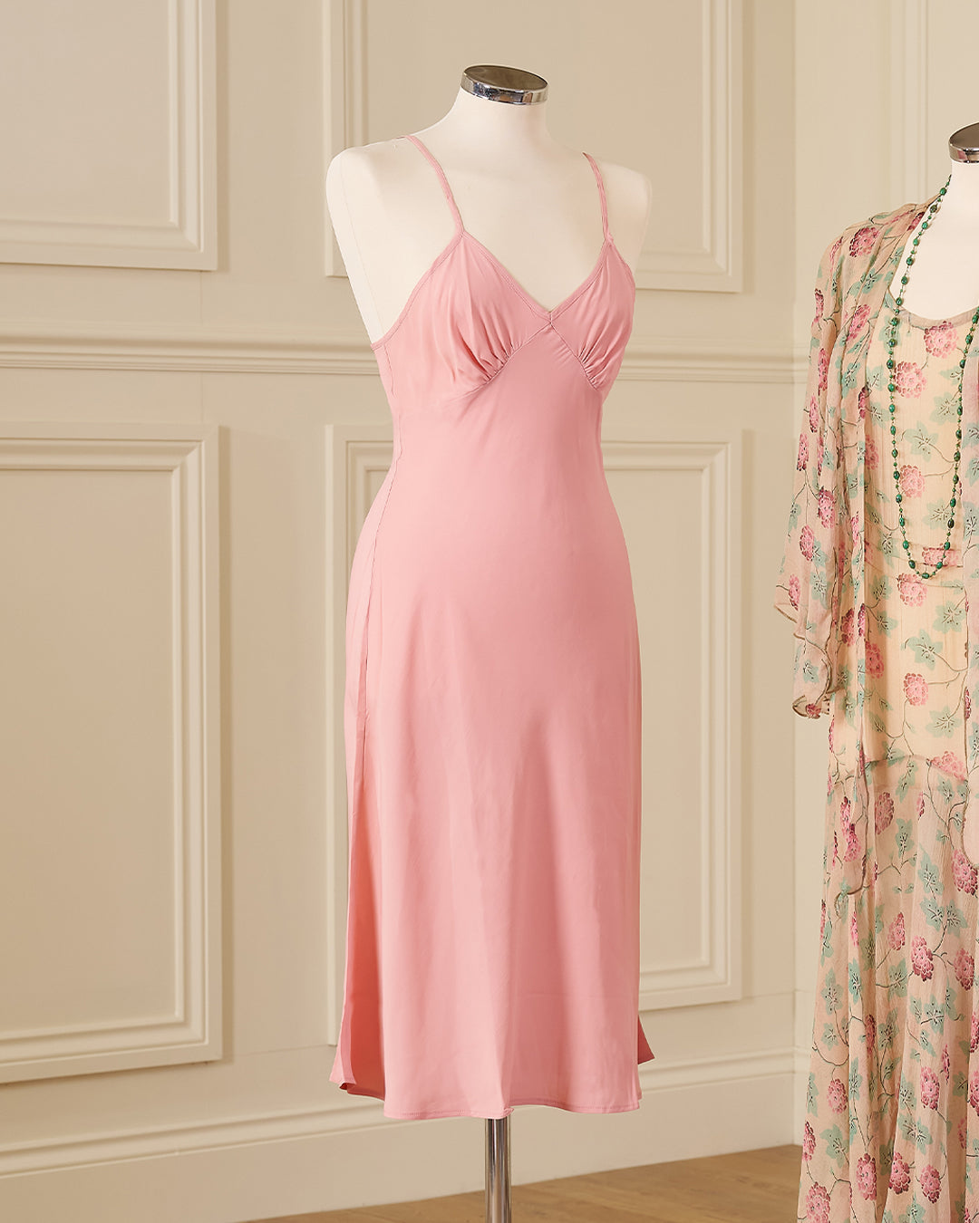 1930s Luxe Bias Petticoat Slip - Blossom Pink - model shot