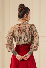 1930s / 1970s Poet Blouse & Sash - Wild Nectar Georgette