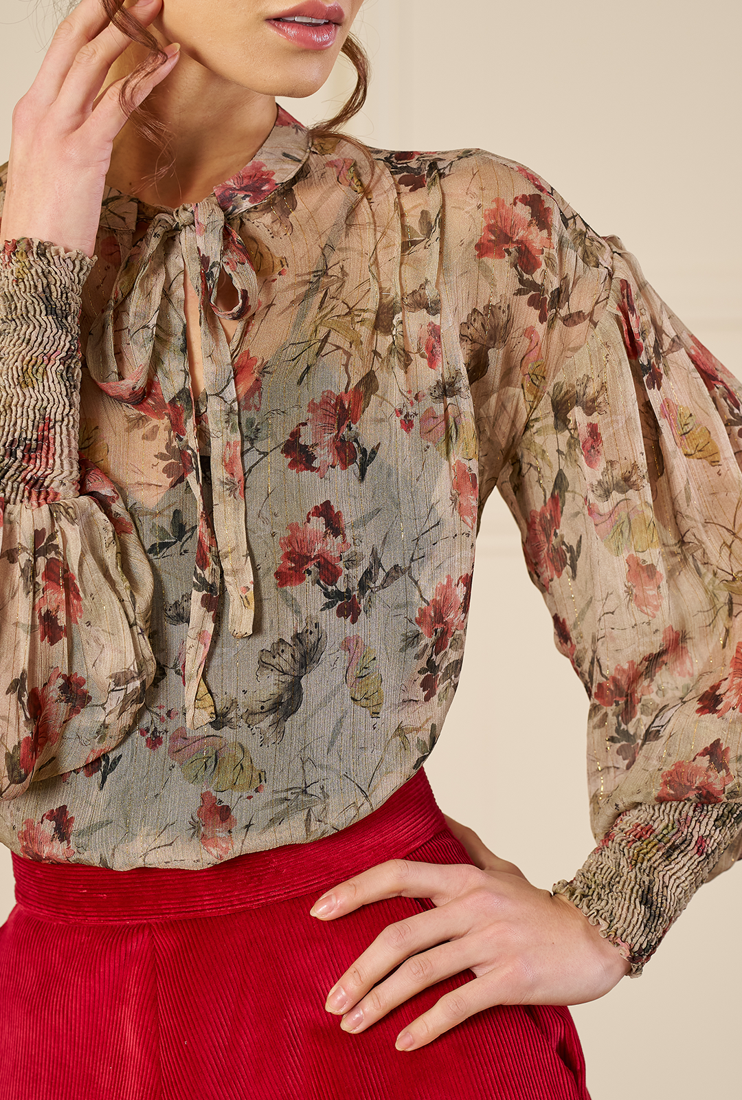 1930s / 1970s Poet Blouse & Sash - Wild Nectar Georgette