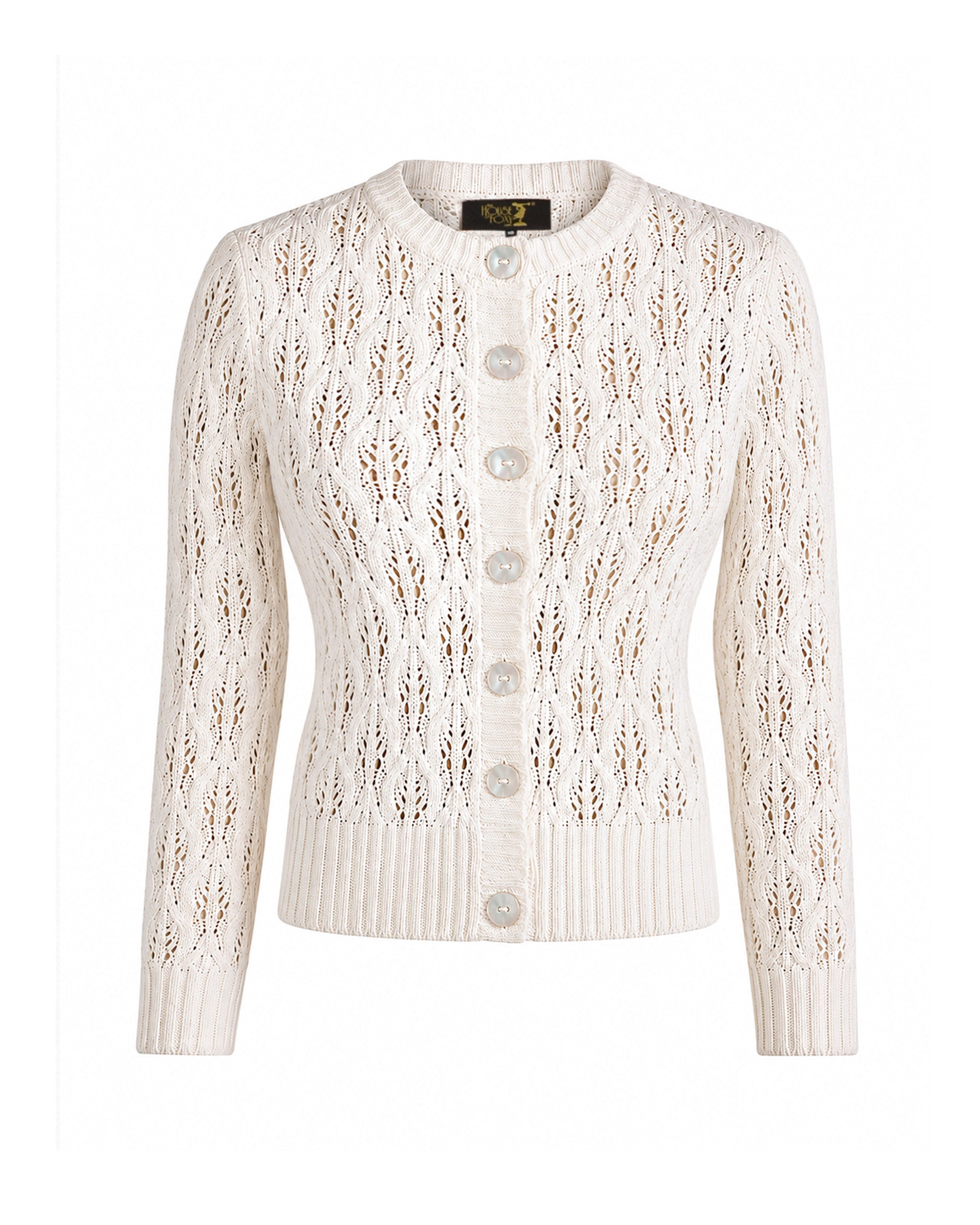 Pointelle Knit Cardigan - Ivory