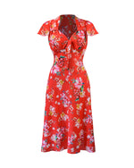 Pretty 40s Tea Dress in Scarlet Bloom