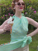 30s Halter Wrap Top - Mint Stripe