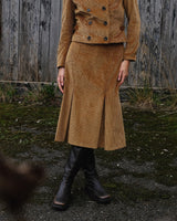 1940s Prim Pleated Skirt - Fawn Corduroy