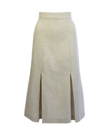 1940s Prim Pleated Skirt - Natural Fibre Ecru