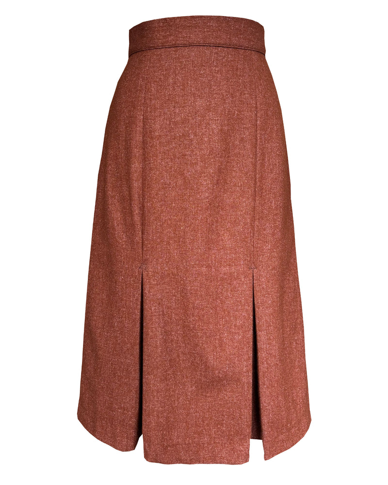 1940s Prim Pleated Skirt in Maple Wool