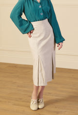 1940s Prim Pleated Skirt - Ecru