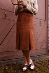 1940s Prim Pleated Skirt in Maple Wool