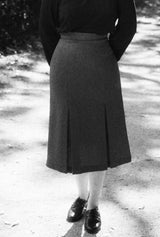 1940s Prim Pleated Skirt - Premium Ruby Wool
