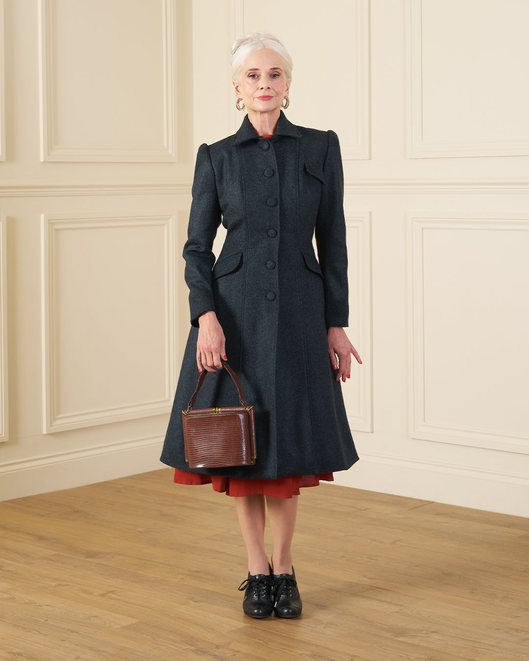 1930s/40s Princess Line Coat - Slate Wool