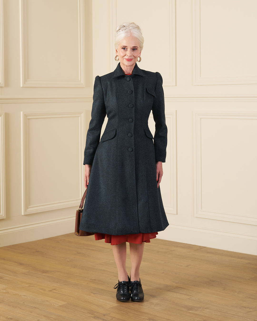 1930s/40s Princess Line Coat - Slate Wool