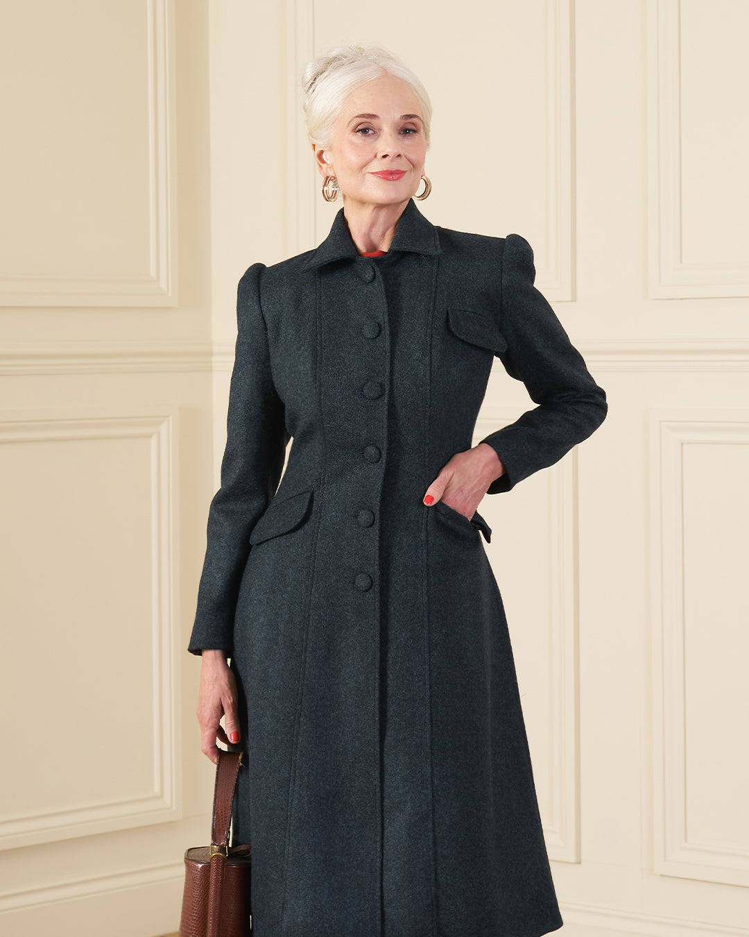 1930s/40s Princess Line Coat - Slate Wool