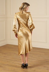 1920s Queenie Dress in Gold Satin