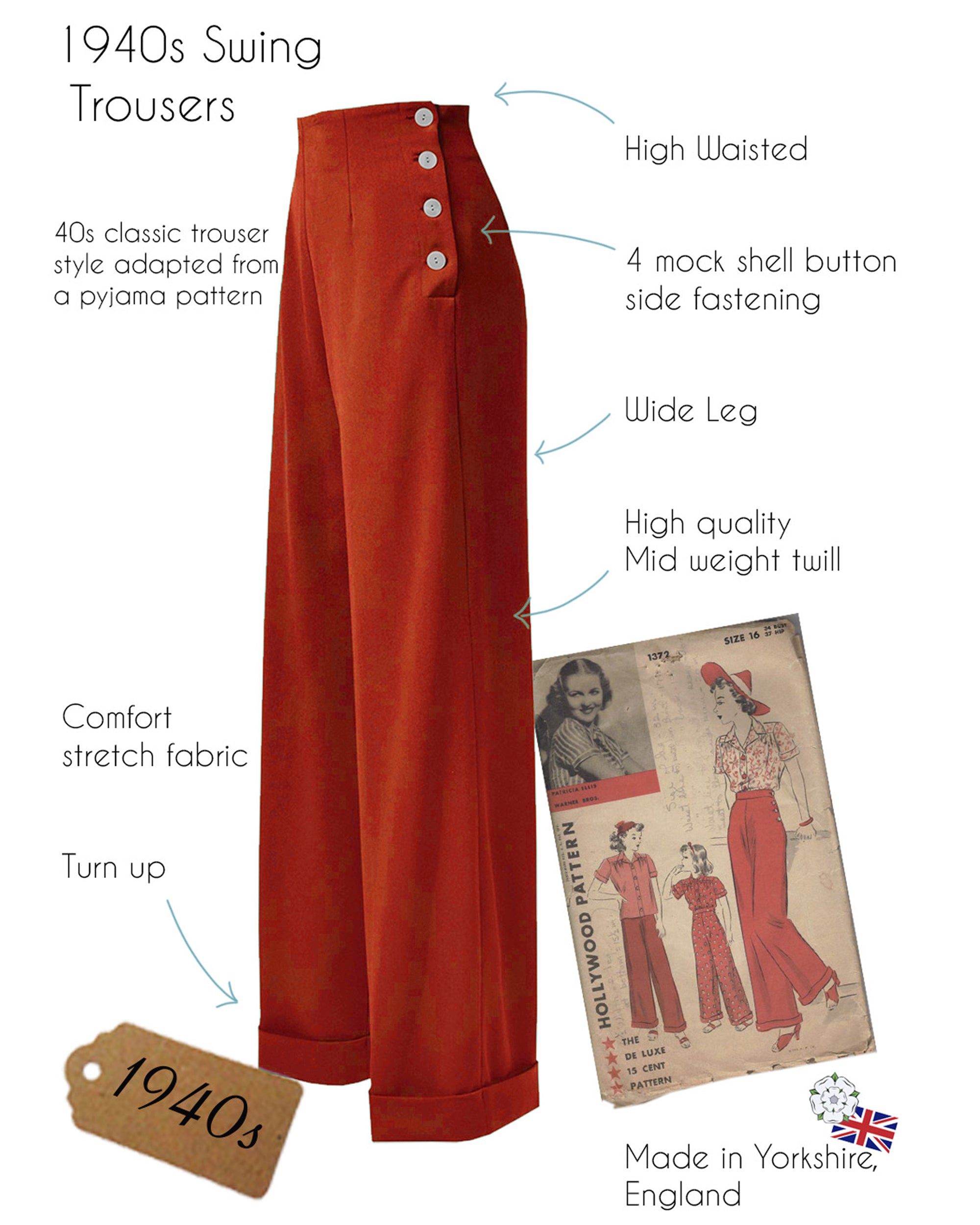 1940s Swing Trousers - Red