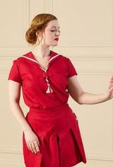 1930s Sailor Top - Red Natural Fibre