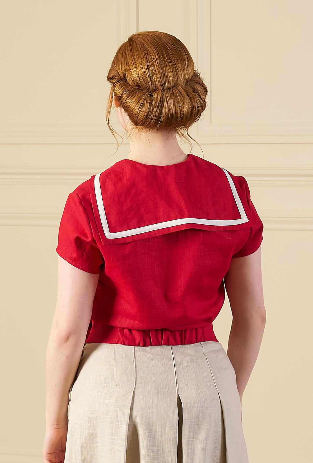 1930s Sailor Top - Red Natural Fibre
