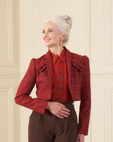 1940s Pocket Detail Crop Jacket - Red Wool