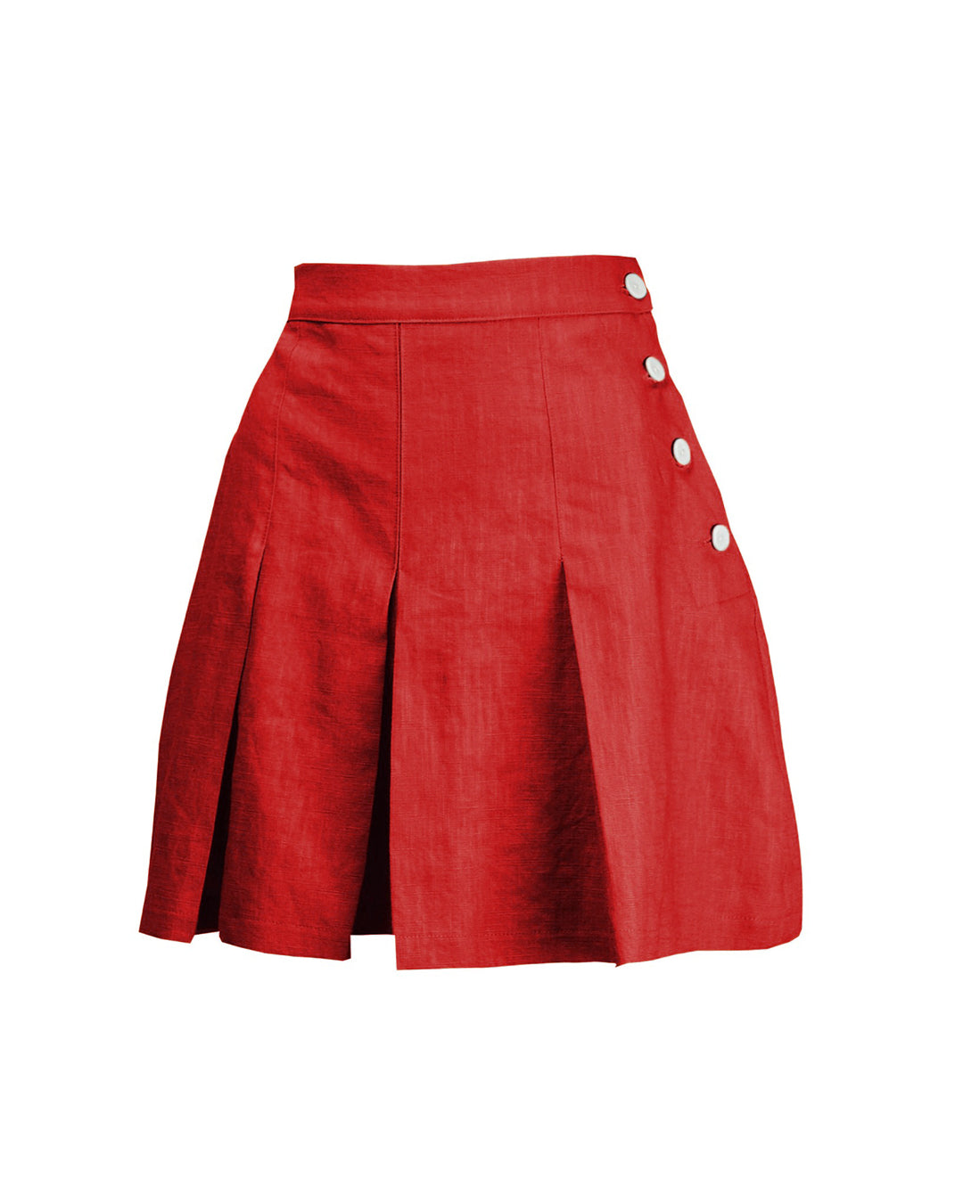 1930s Pleated Shorts - Red Natural Fibre - product shot